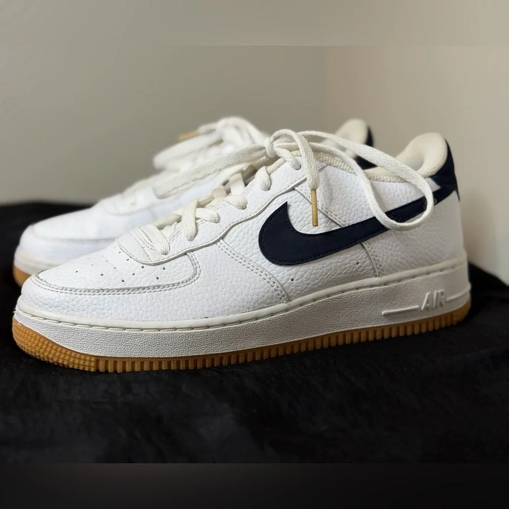 Nike Air Force 1 Low Gs “White Obsdian” Basketball Sneaker size 7Y